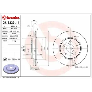 Disque de frein BREMBO 09E22911 avant, ventilé, 1 pièce pas cher