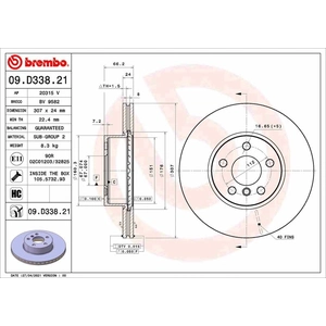 Disque de frein 09.D338.21 Brembo 09.D338.21 pas cher