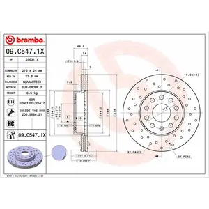Disque de frein BREMBO XTRA LINE BREMBO 09.C547.1X, 1 pièce pas cher