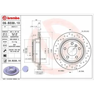 BREMBO Disques de frein pour BMW: Série 3, Série 4 (Ref: 09.B338.1X)