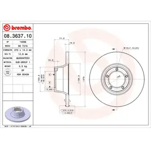 Jeu de 2 disques de frein BREMBO 08.3637.10 - Réf. 1393388 pas cher