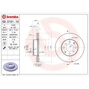 Jeu de 2 disques de frein BREMBO 09.5101.10 - Réf. 1394584 pas cher