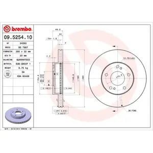 Brembo 09.5254.10 - Disque de Frein Avant - Jeu de 2 disques