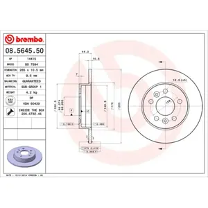 Brembo Jeu de 2 disques de frein, plein, Essieu arrière, par ex. pour Renault