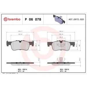 Kit de plaquettes de frein, frein à disque P 06 078 Brembo P06078 pas cher