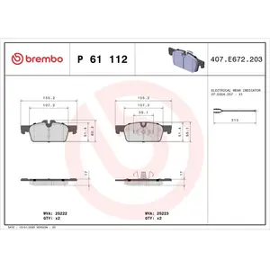 Kit de plaquettes de frein, frein à disque P 61 112 Brembo P61112 pas cher