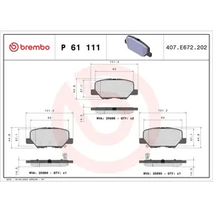 Kit de plaquettes de frein, frein à disque P 61 111 Brembo P61111 pas cher