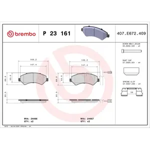 Kit de plaquettes de frein, frein à disque P 23 161 Brembo P23161 pas cher