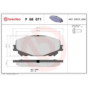 Kit de plaquettes de frein, frein à disque P 68 071 Brembo P68071 pas cher