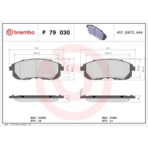 Kit de plaquettes de frein, frein à disque P 79 030 Brembo P79030 pas cher