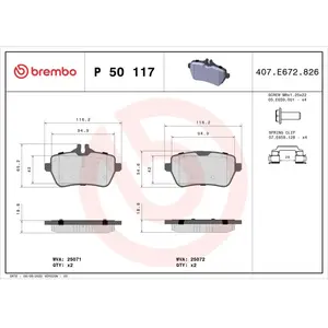 Kit de plaquettes de frein, frein à disque P 50 117 Brembo P50117 pas cher