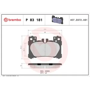 Jeu de plaquettes de frein BREMBO P 83 181, arrière pas cher
