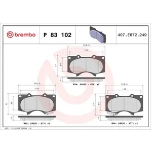 BREMBO Plaquettes de frein X4 pour TOYOTA: Land Cruiser, Hilux & LEXUS: GX (Ref: P 83 102X) pas cher