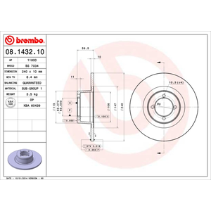 Jeu de 2 disques de frein BREMBO 08.1432.10 - Réf. 1394339 pas cher