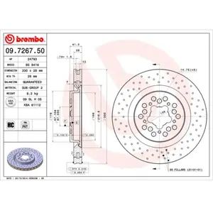Disque de frein BREMBO 09.7267.50 (Vendu à l'unité) - Réf. 23209726750 pas cher