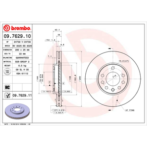 Jeu de 2 disques de frein BREMBO 09.7629.10 - Réf. 1394118 pas cher