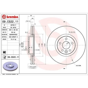 Disque de frein COATED DISC LINE 09.C522.11 Brembo 09.C522.11 pas cher