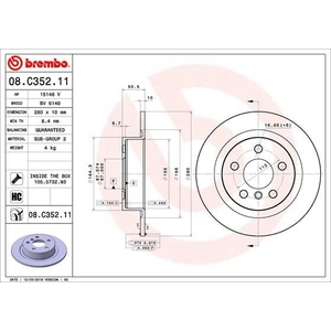 Jeu de 2 disques de frein vernis BREMBO 08.C352.11 - Réf. 1393278 pas cher