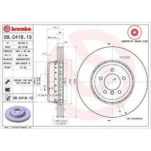 BREMBO Disques de frein pour BMW: Série 6, Série 5 (Ref: 09.C419.13) pas cher