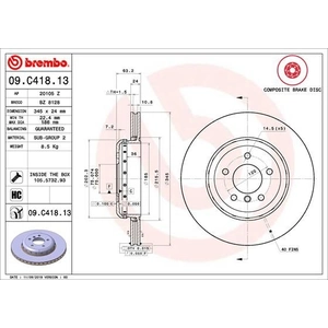 BREMBO Disques de frein pour BMW: Série 6, Série 5 (Ref: 09.C418.13) pas cher