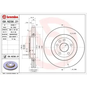 Disque de frein vernis BREMBO 09.N236.21 (Vendu à l'unité) - Réf. 1392915 pas cher