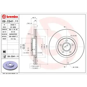 Jeu de 2 disques de frein vernis BREMBO 09.C541.11 - Réf. 1393800 pas cher