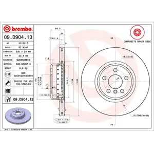 Disque de frein TWO-PIECE DISCS LINE 09.D904.13 Brembo 09.D904.13 pas cher