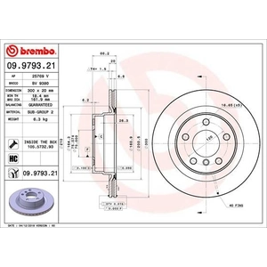Jeu de 2 disques de frein vernis BREMBO 09.9793.21 - Réf. 1394321 pas cher