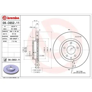 Jeu de 2 disques de frein vernis BREMBO 09.C652.11 - Réf. 1393809 pas cher