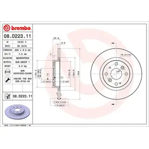 Jeu de 2 disques de frein vernis BREMBO 08.D223.11 - Réf. 1393305 pas cher