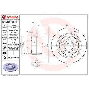 Jeu de 2 disques de frein vernis BREMBO 08.D180.11 - Réf. 1393301 pas cher