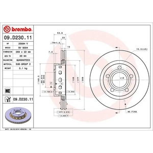 Jeu de 2 disques de frein vernis BREMBO 09.D230.11 - Réf. 1393848 pas cher