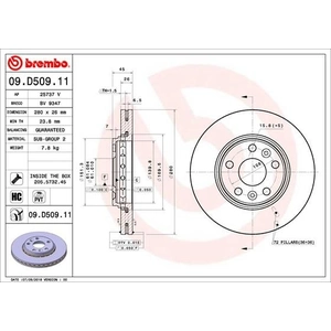 Jeu de 2 disques de frein vernis BREMBO 09.D509.11 - Réf. 1393865 pas cher