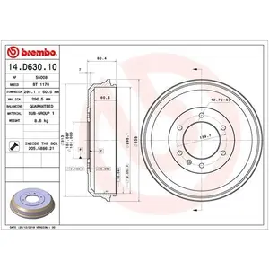 Comparateur de prix : BREMBO Tambour de frein pour ISUZU: Rodeo, D-Max (Ref: 14.D630.10)