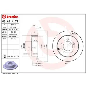 Jeu de 2 disques de frein vernis BREMBO 08.A114.71 - Réf. 1393183 pas cher