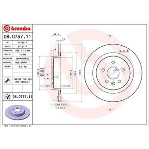 Jeu de 2 disques de frein vernis BREMBO 08.D757.11 - Réf. 1393329 pas cher