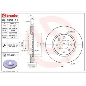 Jeu de 2 disques de frein vernis BREMBO 09.C934.11 - Réf. 1393829 pas cher