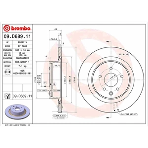 Disque de frein BREMBO 09D68911 arrière, ventilé, 1 pièce pas cher