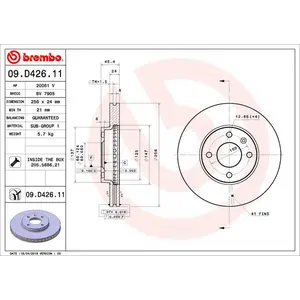 Jeu de 2 disques de frein vernis BREMBO 09.D426.11 - Réf. 1393862 pas cher