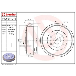 Comparateur de prix : BREMBO Tambour de frein pour TOYOTA: Hiace (Ref: 14.C011.10)