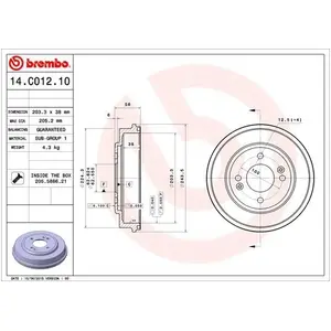 Comparateur de prix : BREMBO Tambour de frein pour HYUNDAI: Getz (Ref: 14.C012.10)
