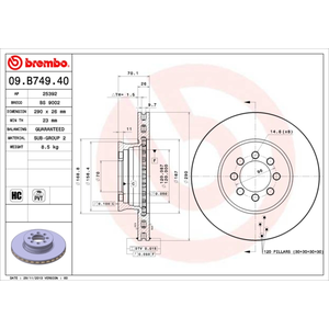 Brembo 09.B749.40 - Disque de Frein Avant - 1 Disque pas cher