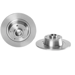 Brembo Jeu de 2 disques de frein, plein, Essieu arrière, par ex. pour Renault