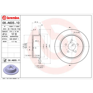 Jeu de 2 disques de frein vernis BREMBO 08.A605.11 - Réf. 08.A605.11 pas cher