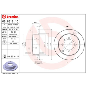 Disque de frein BREMBO 8831611 arrière, plein, 1 pièce pas cher