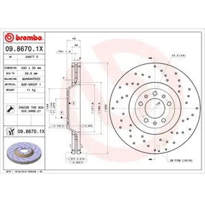 Disque de frein BREMBO XTRA LINE BREMBO 09.8670.1X, 1 pièce pas cher