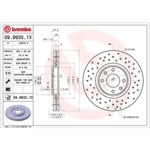 Jeu de 2 disques de frein Xtra BREMBO 09.9935.1X - Réf. 09.9935.1X pas cher