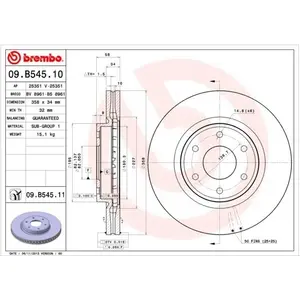 Disque de frein BREMBO 09B54511 avant, ventilé, 1 pièce pas cher