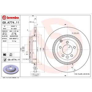 BREMBO Disques de frein pour LAND ROVER: Range Rover (Ref: 09.A774.11) pas cher