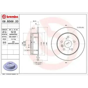 BREMBO Disques de frein pour TOYOTA: Camry & LEXUS: ES (Ref: 08.B566.21) pas cher
